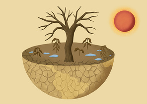 지구의날_이상기온 가뭄으로 황폐해진 지구 일러스트