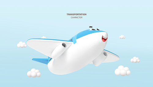 교통캐릭터_비행기 3D 그래픽 이미지