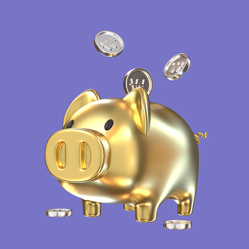 금융아이콘_황금 돼지저금통 3d 그래픽 이미지
