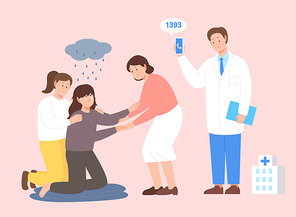상담과치료_우울증 치료 벡터 일러스트