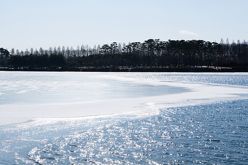 눈오는날_호수공원 겨울 전경 사진 이미지
