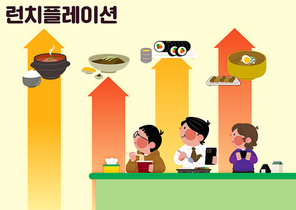 경제위기와물가상승_런치플레이션 벡터 일러스트