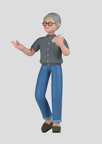 스타트업_발표하는 남자 비즈니스 3d 그래픽 캐릭터 이미지