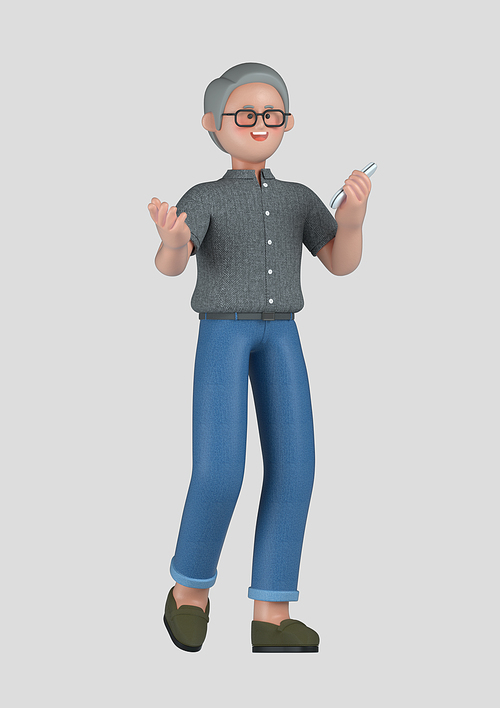 스타트업_발표하는 남자 비즈니스 3d 그래픽 캐릭터 이미지
