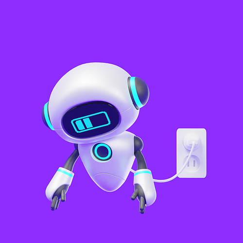 인공지능로봇_충전중인 인공지능 로봇 3d 그래픽 이미지