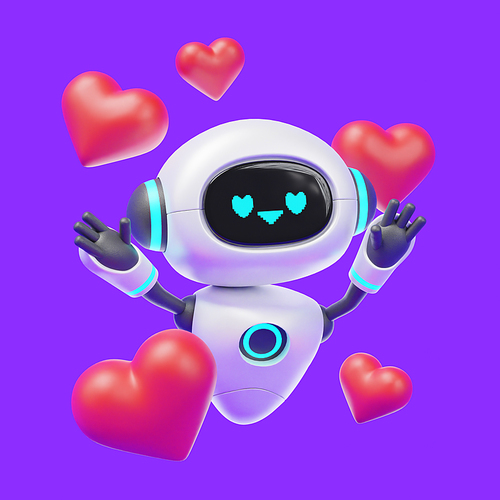 인공지능로봇_행복한 인공지능 로봇 3d 그래픽 이미지