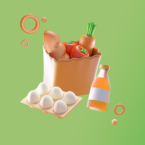쇼핑 오브젝트_식료품 3d 그래픽 이미지