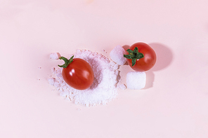 심플푸드_토마토와 설탕 사진 이미지