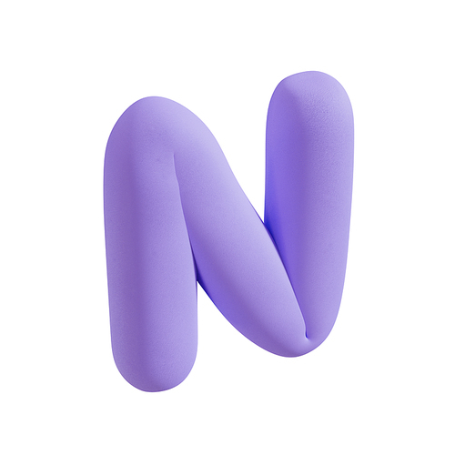 폭신한 쿠션형 디자인의 3D 알파벳 - N