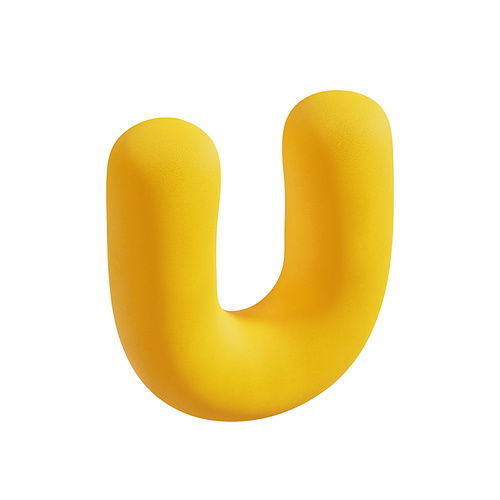 폭신한 쿠션형 디자인의 3D 알파벳 - U