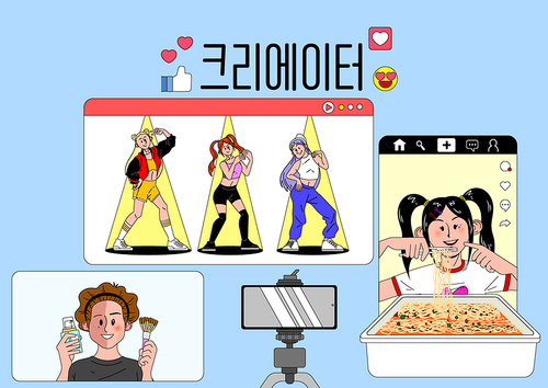 동영상을 촬영하는 잘파 세대 크리에이터