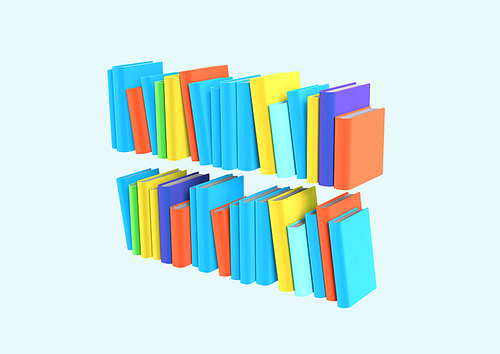 책_서랍장에 정리된 책들 3d 그래픽 오브젝트 이미지