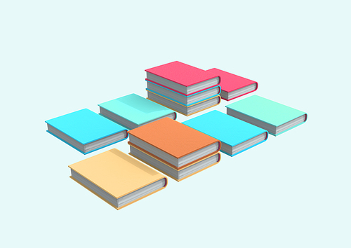 책_서점에 놓여져 있는 책들 3d 그래픽 오브젝트 이미지