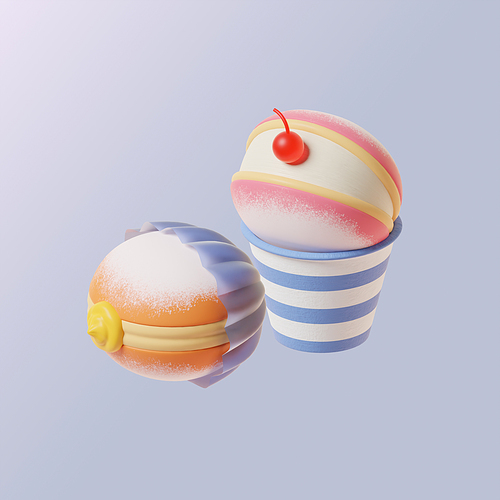 디저트_노티드피치 도넛 3d 그래픽 이미지