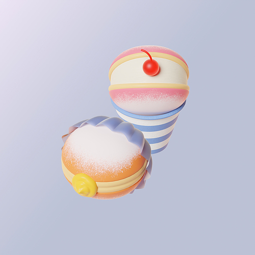 디저트_노티드피치 도넛 3d 그래픽 이미지