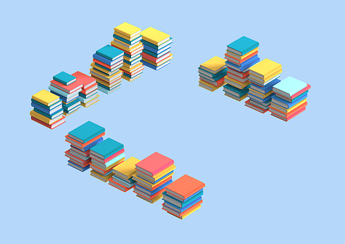 책_쌓여져 있는 많은 책들 3d 그래픽 오브젝트 이미지