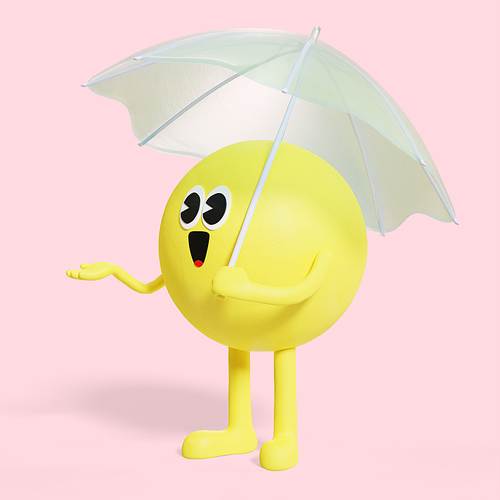 이모티콘_우산쓰고 있는 3d 그래픽 캐릭터