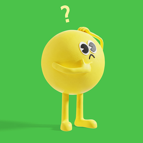 이모티콘_물음표 기호와 궁금한 3d 그래픽 캐릭터
