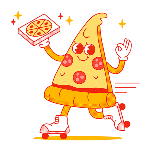 스케이트타고 피자배달하는 피자 캐릭터
