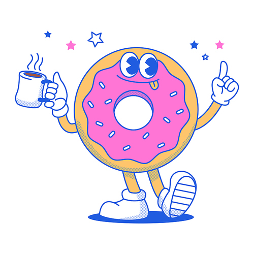 커피들고있는 도넛 캐릭터
