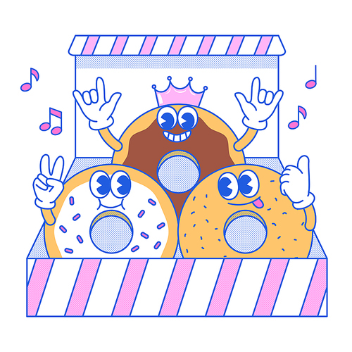 도넛상자안 있는 도넛캐릭터들