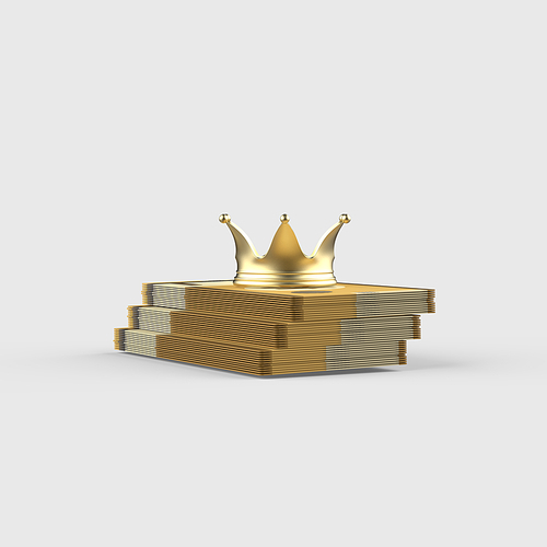 금융_지폐위에 놓인 왕관 3d 오브젝트 아이콘