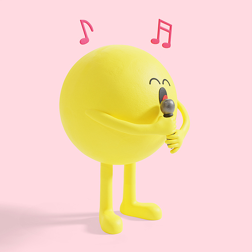 이모티콘_마이크들고 노래하는 3d 그래픽 캐릭터