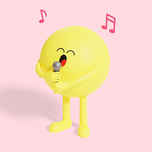 이모티콘_마이크들고 노래하는 3d 그래픽 캐릭터