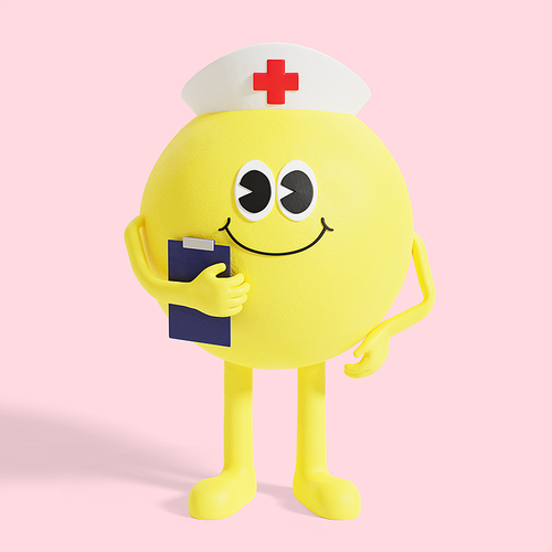 이모티콘_차트들고 있는 간호사 3d 그래픽 캐릭터
