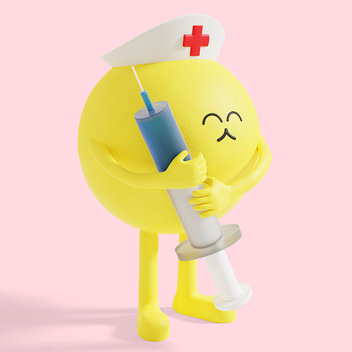 이모티콘_주사기들고 있는 간호사 3d 그래픽 캐릭터