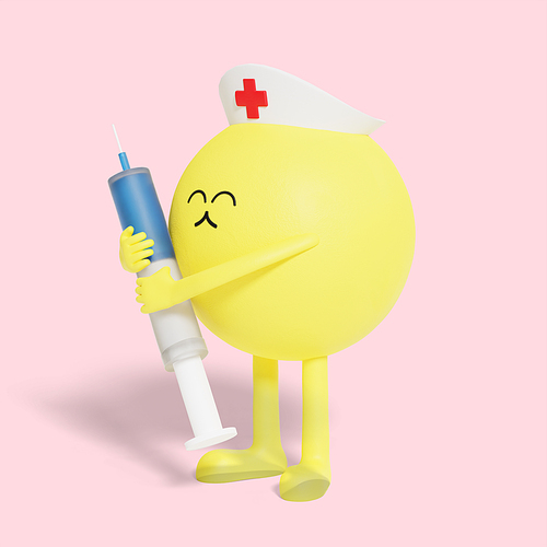 이모티콘_주사기들고 있는 간호사 3d 그래픽 캐릭터