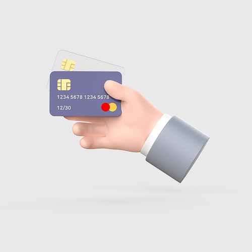 금융_신용카드 들고 있는 3d 오브젝트 아이콘