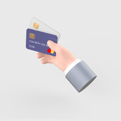 금융_신용카드 들고 있는 3d 오브젝트 아이콘