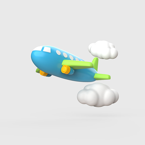 비행기와 구름 3d 그래픽