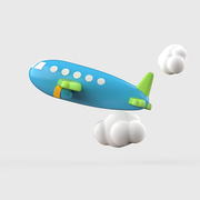비행기와 구름 3d 그래픽