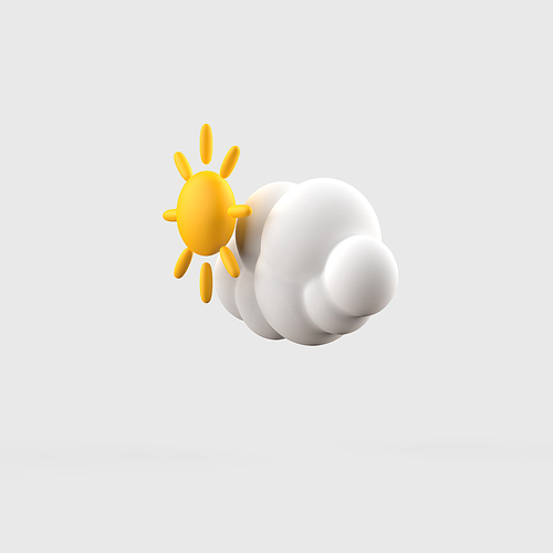 구름과 태양 날씨 3d 그래픽