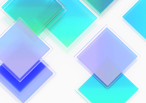 다양한 색상의 사각형이 조합된 3d 오브젝트