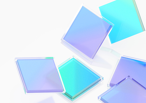 다양한 색상의 사각형이 조합된 3d 오브젝트