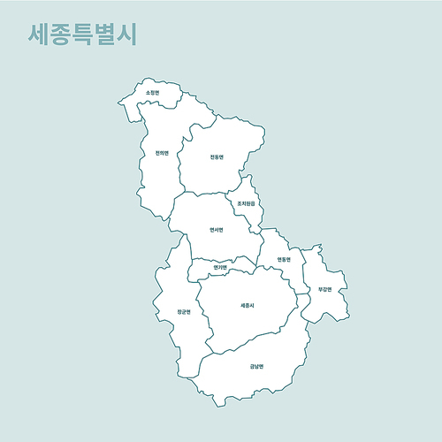 한국 세종특별시 지도 일러스트