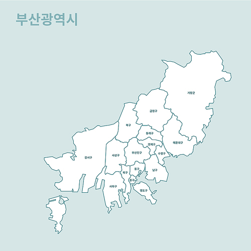 한국 부산광역시 지도 일러스트