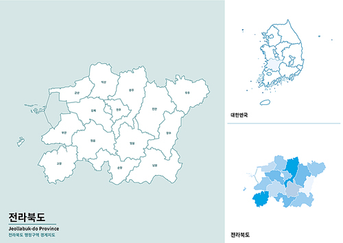 한국 전라북도 지도 일러스트