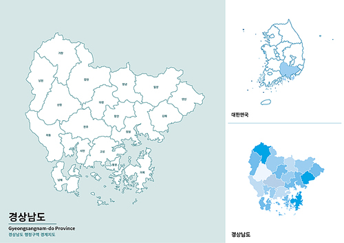 한국 경상남도 지도 일러스트