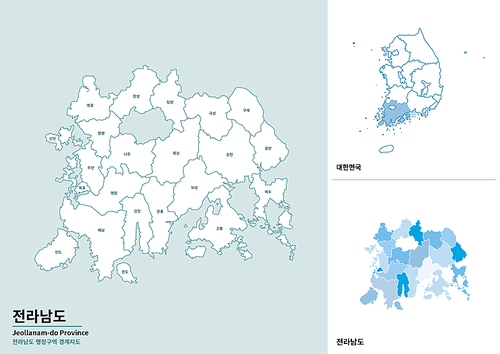 한국 전라남도  지도 일러스트