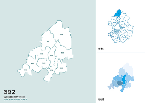 한국 경기도 연천군 세부 지도 일러스트