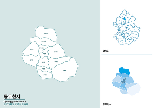 한국 경기도 동두천시 세부 지도 일러스트