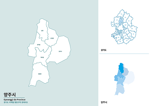 한국 경기도 양주시 세부 지도 일러스트