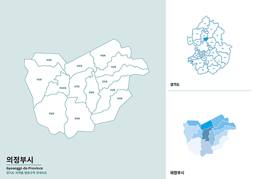한국 경기도 의정부시 세부 지도 일러스트