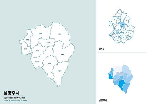 한국 경기도 남양주시 세부 지도 일러스트