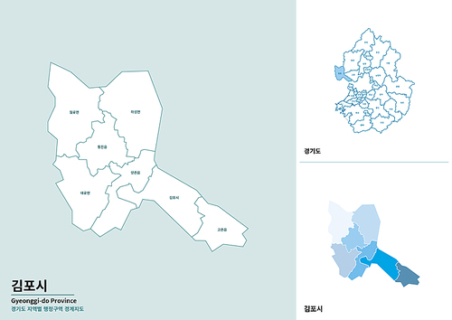 한국 경기도 김포시 세부 지도 일러스트