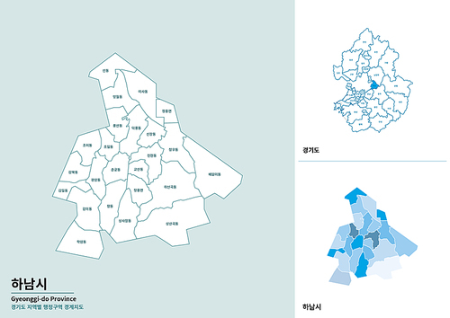 한국 경기도 하남시 세부 지도 일러스트